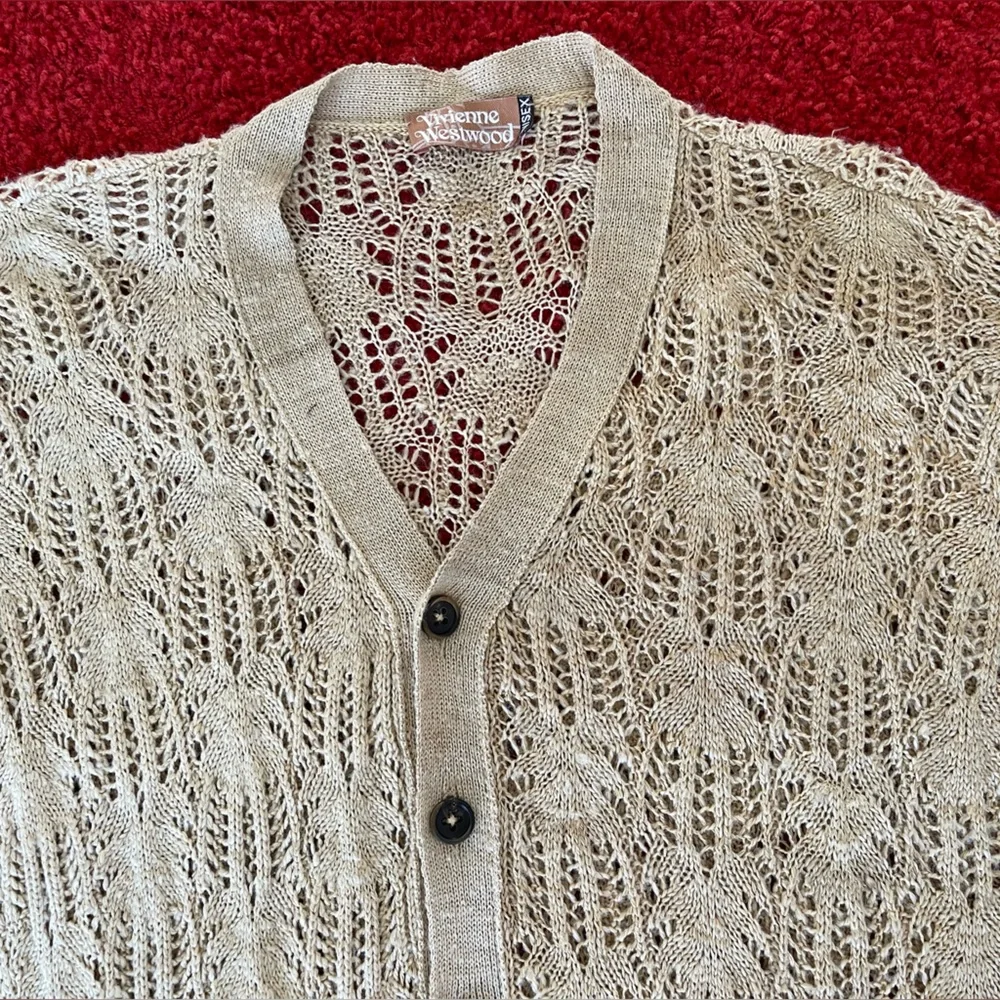 NEW Vivienne Westwood SS16 KNIT CARDIGAN BEIGE S/M 100% SILK - Picture 3 of 14